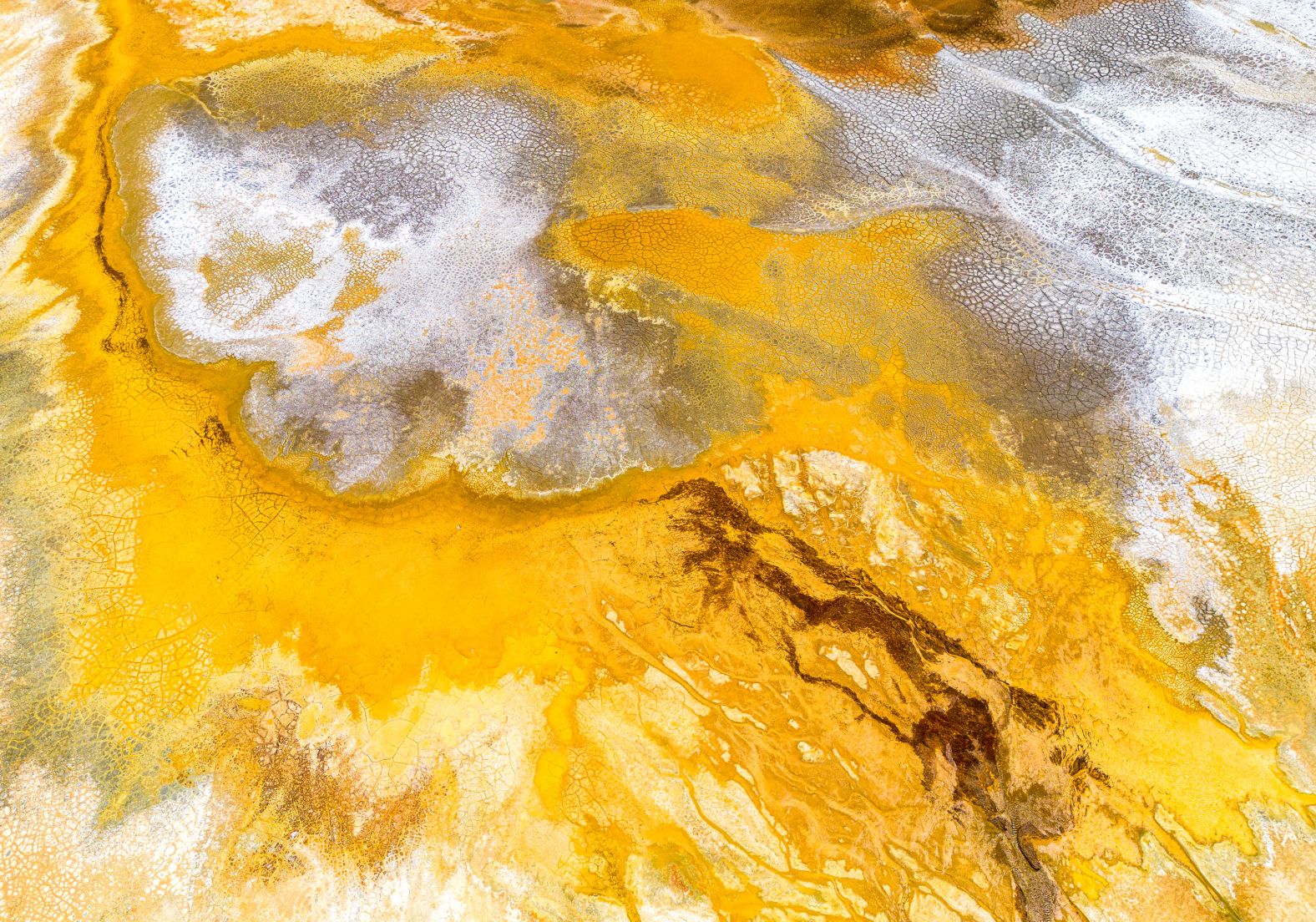 This aerial photo, taken on Tuesday, June 6, shows the Gossan reservoir in Minas de Ríotinto, Spain. The extremely acidic environment around Spain's Rio Tinto river has proven ideal for astrobiology research, including scientists who tested prototype drilling systems for future Mars exploration.