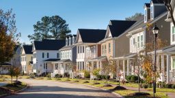 Curved lane in new housing development, Clemson, South Carolina USA