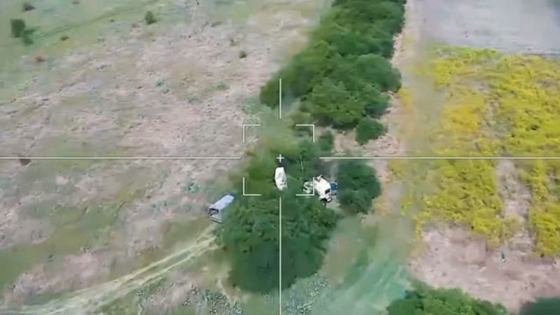 NextImg:Watch: Russia's aerial footage allegedly shows Russian forces targeting Ukrainian formations in Zaporizhzhia | CNN