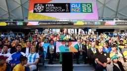 SYDNEY, AUSTRALIA - APRIL 11: Minister for Sport Anika Wells speaks during the FIFA Women's World Cup 100 Days To Go launch event at Sydney Football Stadium on April 11, 2023 in Sydney, Australia.