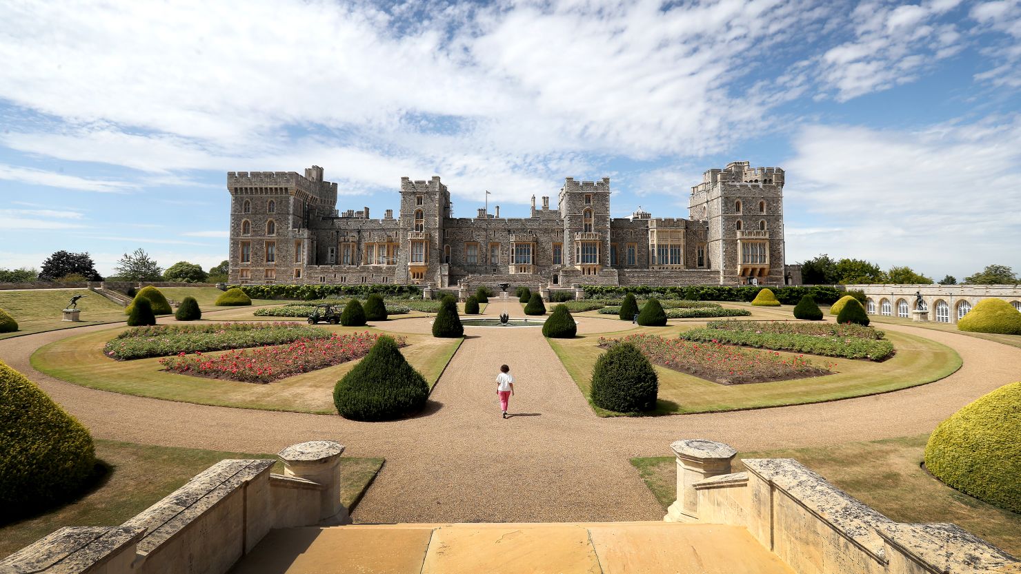Visitors look around Windsor Castle's East Terrace Garden.