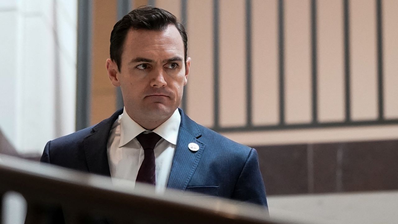 Rep. Mike Gallagher walks to a House Permanent Select Committee on Intelligence meeting on Capitol Hill, February 7, 2023. 