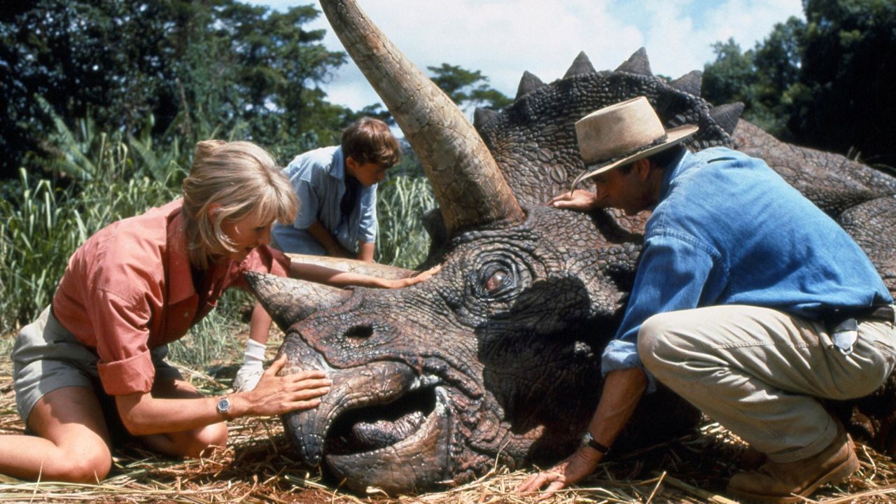 Laura Dern, Sam Neill and Joseph Mazzello in "Jurassic Park."