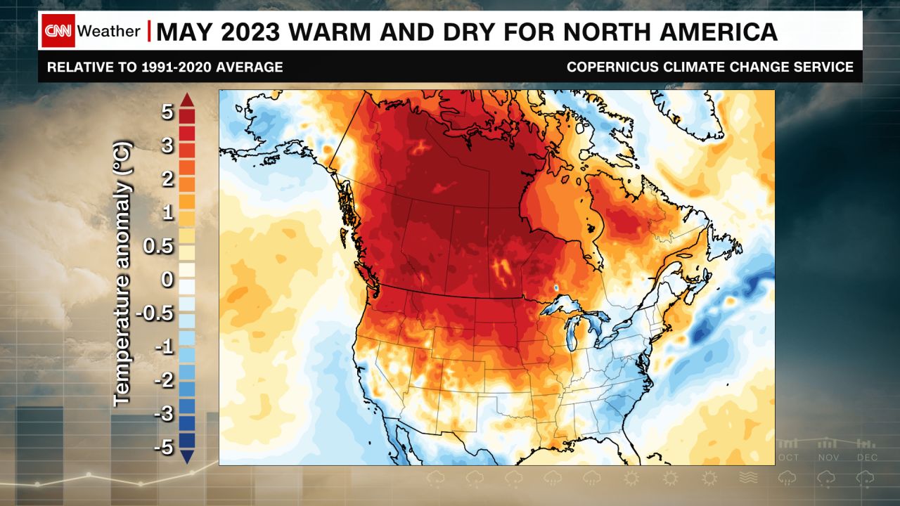 Temperatures were well above normal in Canada in May. 