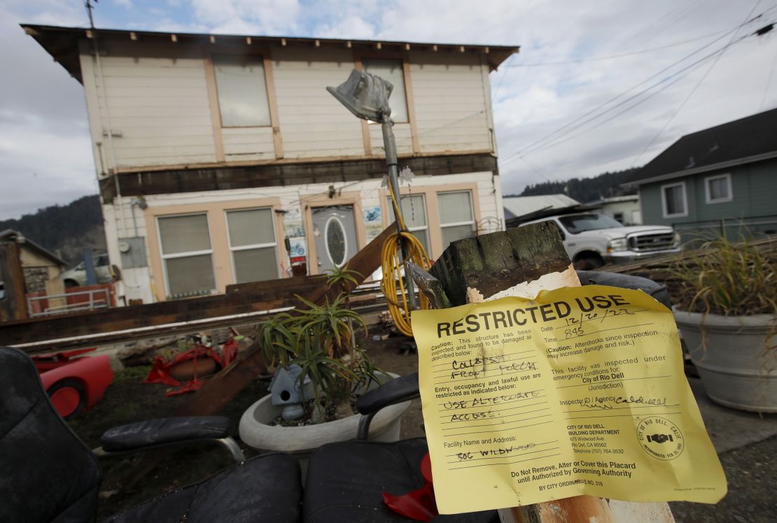 This Rio Dell home was yellow-tagged -- deemed moderately damaged by inspectors -- on December 20. 