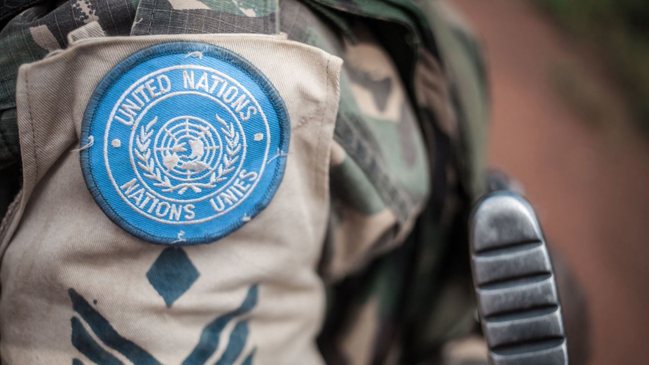 A soldier of Tanzanian contingent from the UN peacekeeping mission in the Central African Republic (MINUSCA) on July 6, 2018. 