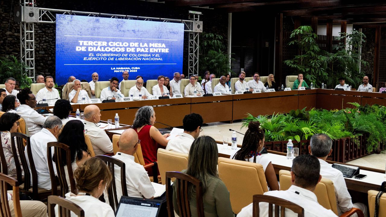 The third round of peace negotiations between the Colombia's and the ELN in Havana on May 2, 2023.