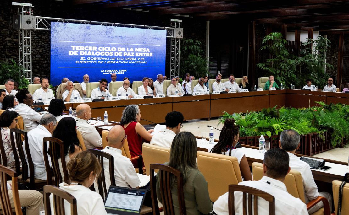 The third round of peace negotiations between the Colombia's and the ELN  in Havana on May 2, 2023.