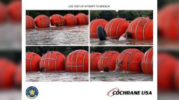 The Texas Department of Public Safety released a conceptual visualization of the planned floating marine barrier along the Rio Grande River intended to deter illegal crossings at the US-Mexico Border. Texas DPS also released a photograph of people conducting a live test of the boys. NOTE: These people are NOT migrants.