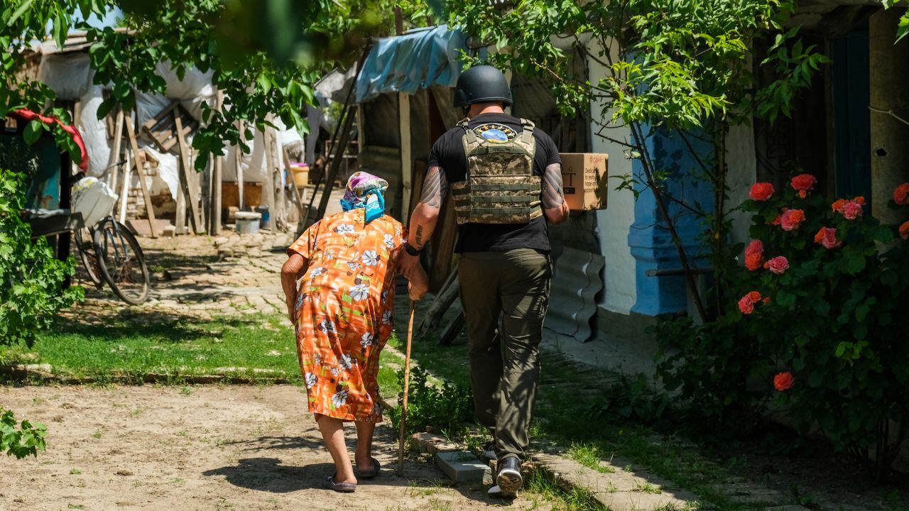 Only 1,400 of Orihiv's pre-war population of 14,000 remains in the town, most of whom are elderly citizens who rely on aid donations to survive