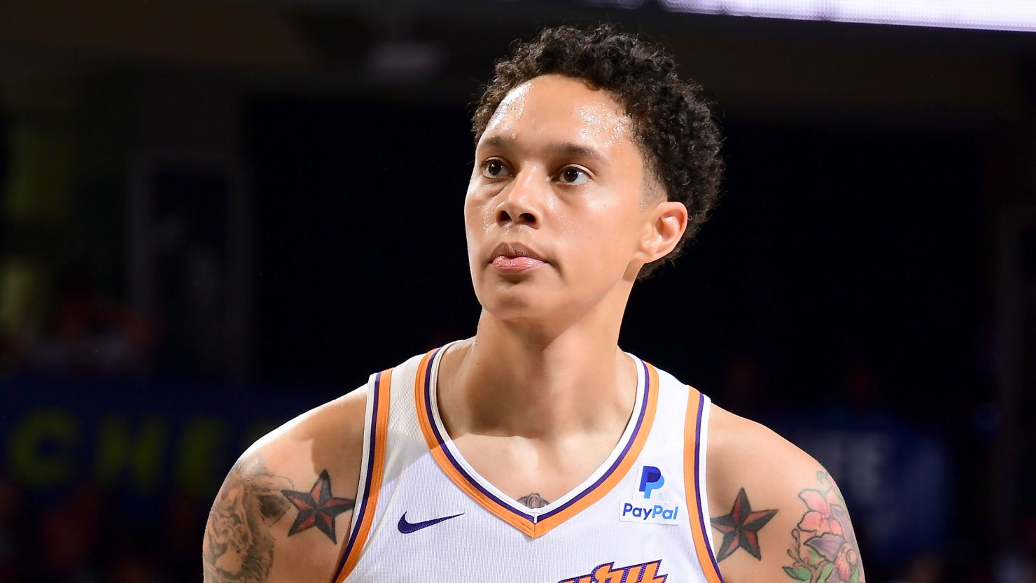 Brittney Griner of the Phoenix Mercury shoots a free throw during the game against the Dallas Wings on June 9, 2023 at the College Park Center in Arlington, Texas.