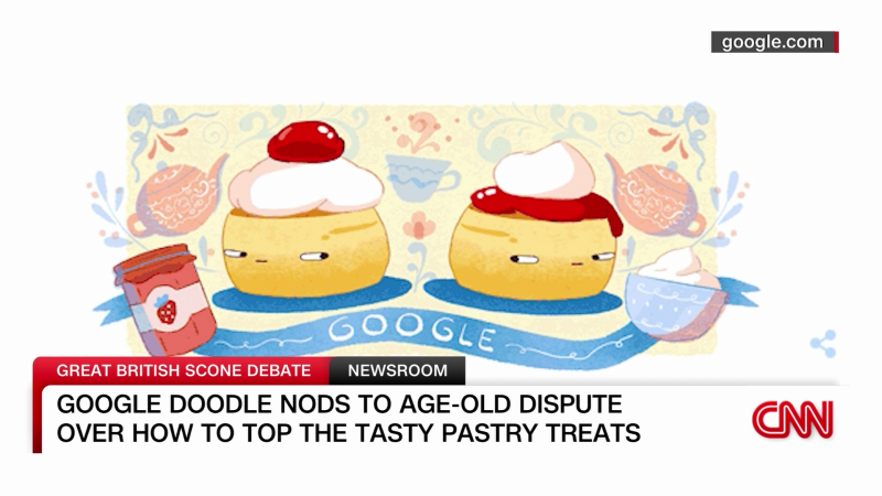 NextImg:Google Doodle nods to the UK's age-old debate over how to top scones | CNN