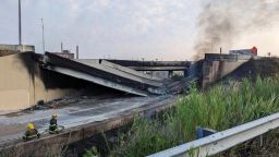 A general view shows the partial collapse of Interstate 95 after a fire underneath an overpass in Philadelphia, Pennsylvania, U.S., June 11, 2023.
