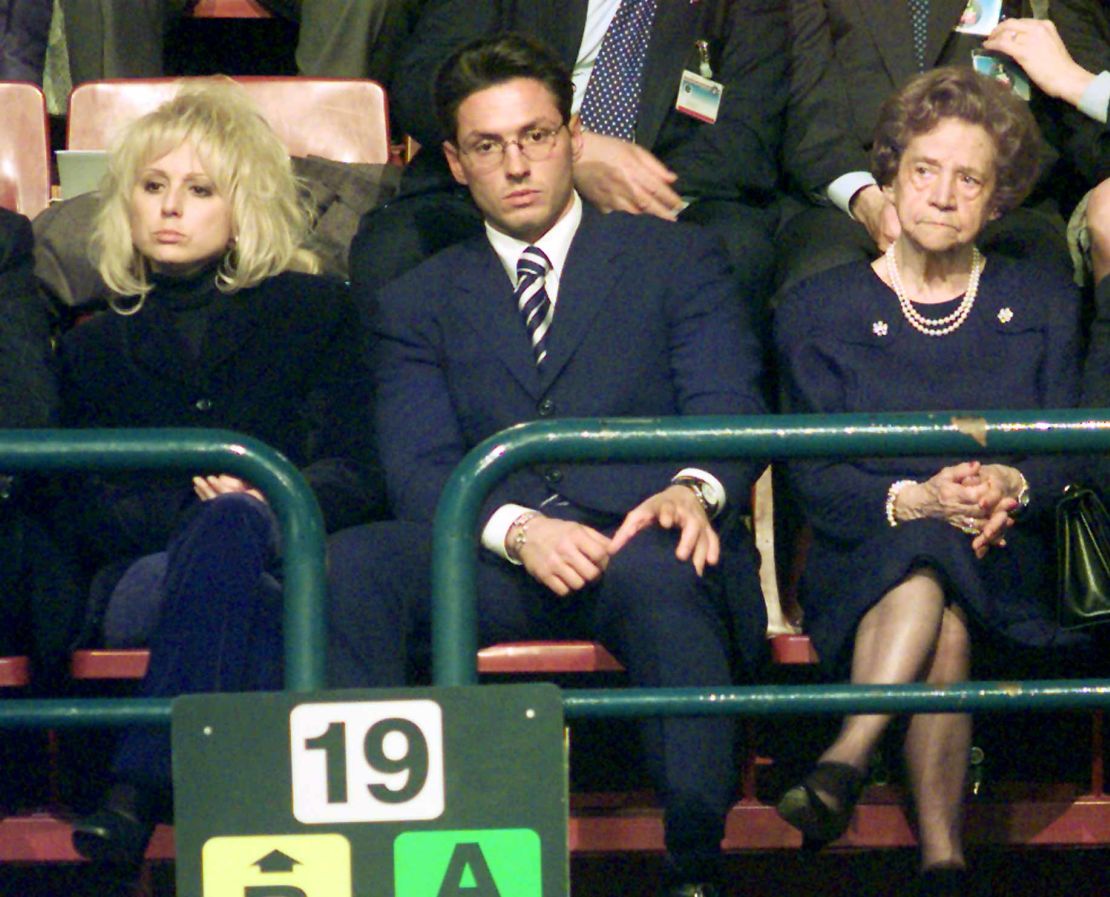 Marina Berlusconi, left, Pier Silvio Berlusconi, center, and Mrs. Rosa, Silvio Berlusconi's mother, photograhed in 1998