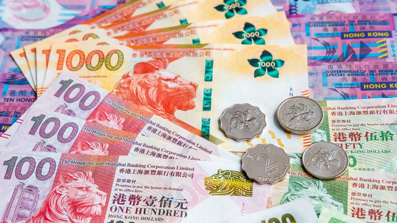 Hong Kong dollar notes and coins.