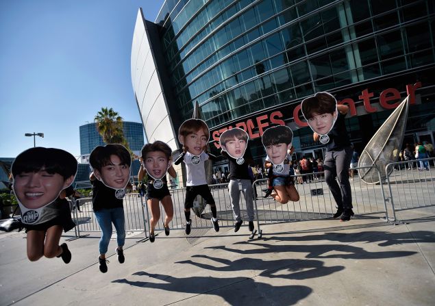 BTS fans at the "Love Yourself" North American Tour at the Staples Center on September 9, 2018 in Los Angeles.