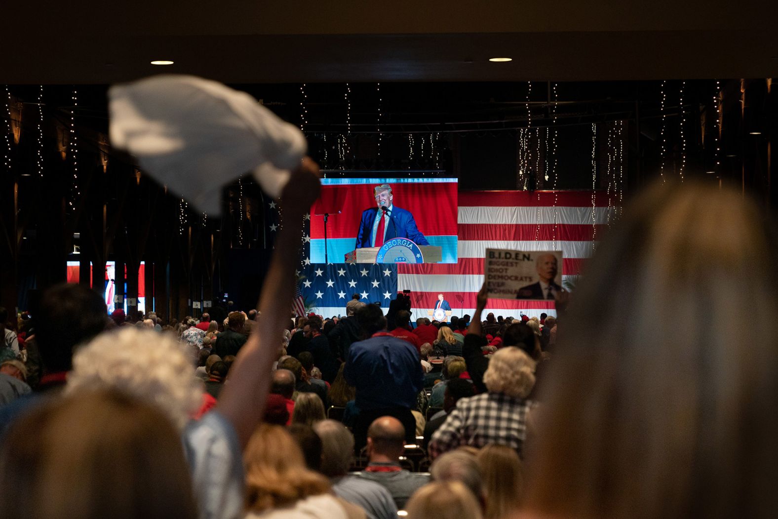 People cheer for Trump during the Georgia GOP convention in Columbus on June 10.