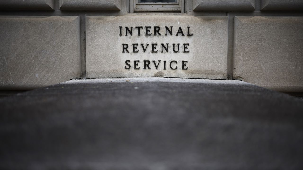 WASHINGTON, DC - APRIL 07: A small sign indicates the headquarters of the Internal Revenue Service on April 07, 2023 in Washington, DC. The Treasury Department announced an $80 billion plan for the IRS to become a "digital first" tax collector and focus on improving customer service and cracking down on tax evasion by corporations and the wealthy. (Photo by Chip Somodevilla/Getty Images)