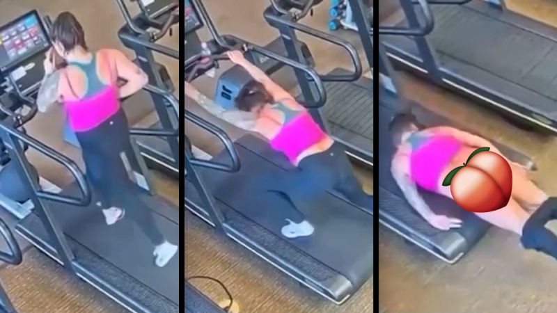 Video: Woman loses pants in treadmill mishap caught on camera | CNN