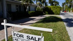 A "For Sale" outside a home at Di Lido Island in Miami Beach, Florida, US, on Wednesday, Feb. 1, 2023. 