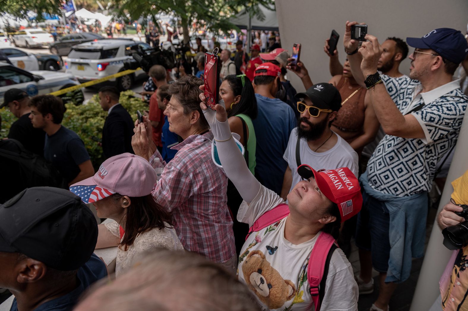 Trump supporters gather outside the courthouse in Miami on June 13.