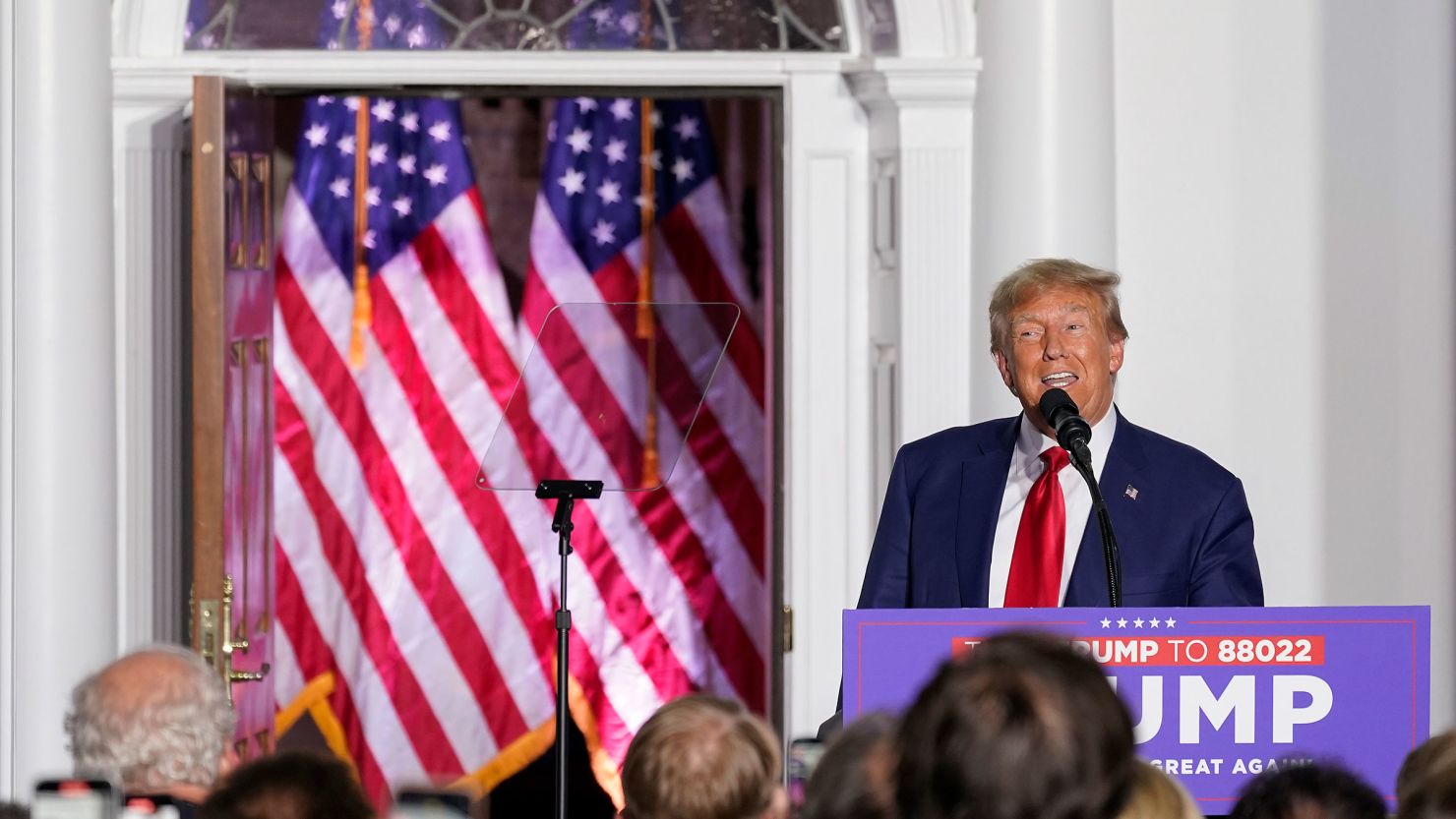 Former President Donald Trump speaks to supporters at Trump National Golf Club Bedminster, Tuesday, June 13, 2023, in Bedminster, New Jersey.