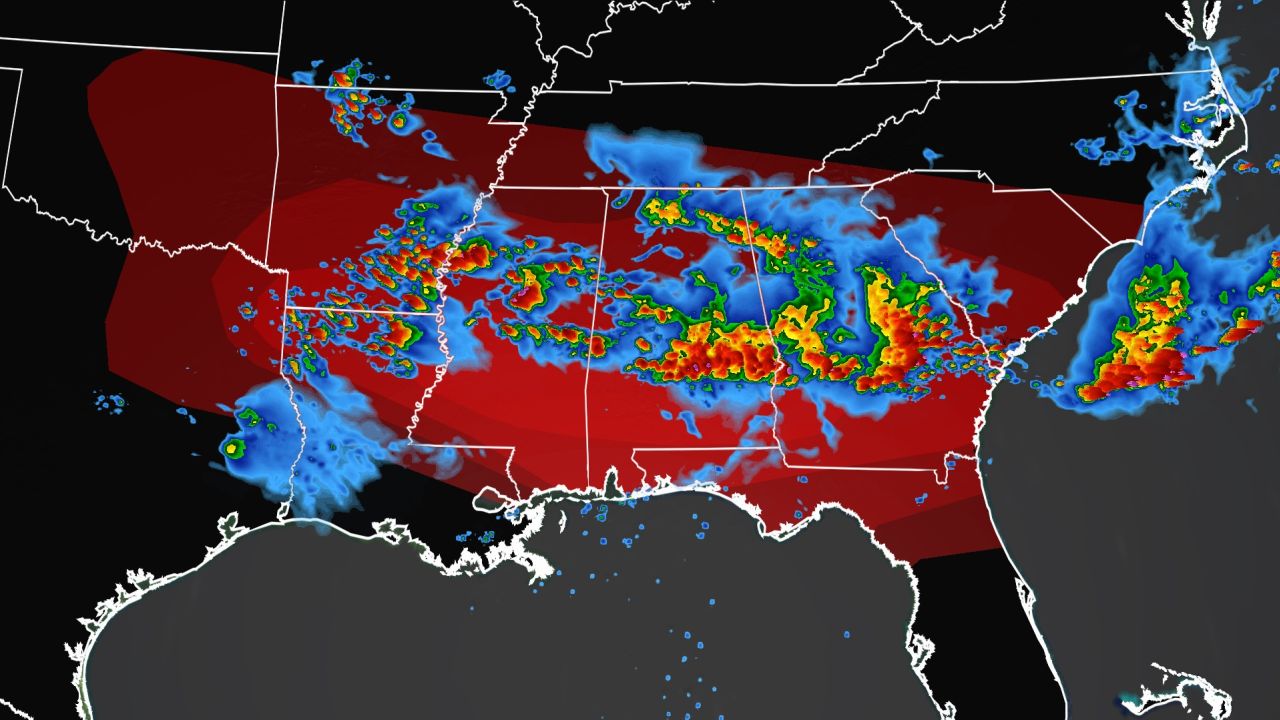 Storms knock out power to more than 100,000 across the South with high