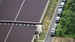 An aerial photo shows Hino Kihon Shagekijo, Self-Defense Force facility, in Gifu City, Gifu Prefecture on June 14, 2023. A member of the Self-Dense Force fired at his colleagues at the facility, killing one and wounding two, according to sources. Gifu prefectural police arrested the 18-year-old shooter at the scene of the crime for attempted murder.