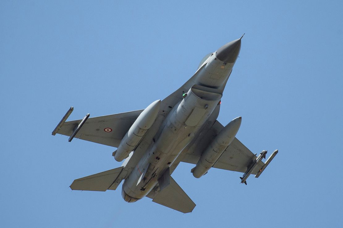 An F-16 fighter airplane takes off from the Schleswig-Jagel Air Base in Jagel, Germany, on June 12 during the Air Defender 2023 exercise. 