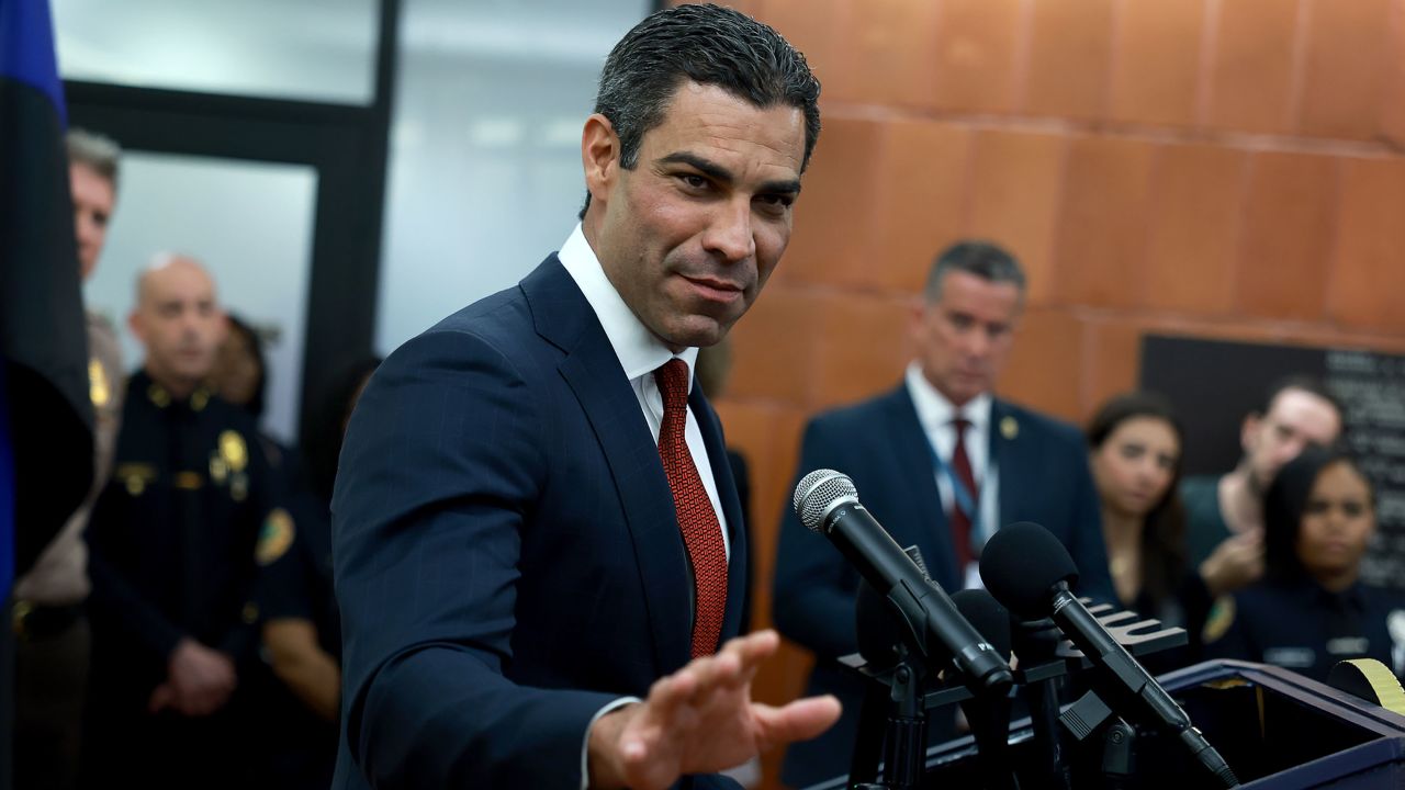 City of Miami Mayor Francis Suarez speaks to the media at the Miami Police Department about former President Donald Trump's appearance at the Wilkie D. Ferguson Jr. United States Federal Courthouse on June 12, in Miami, Florida.
