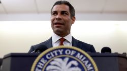 City of Miami Mayor Francis Suarez speaks to the media at the Miami Police Department about former President Donald Trump's appearance at the Wilkie D. Ferguson Jr. United States Federal Courthouse on June 12, in Miami, Florida.
