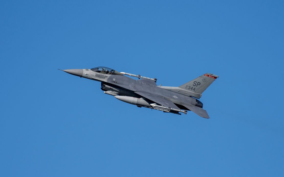 A US F-35 fighter jet flies over the Eifel Mountains near Spangdahlem, Germany, in February 2022. Similar planes are taking part in Air Defender 2023. 