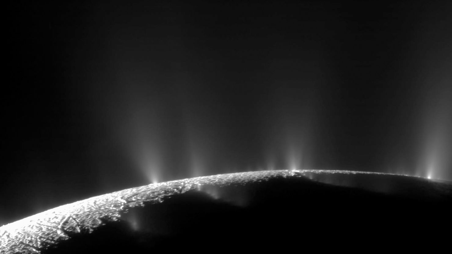 Dramatic plumes, both large and small, spray water ice out from many locations along the famed "tiger stripes" near the south pole of Saturn's moon Enceladus. The tiger stripes are fissures that spray icy particles, water vapor and organic compounds.