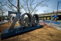 View of the sign welcoming guests at the Philadelphia Zoo.