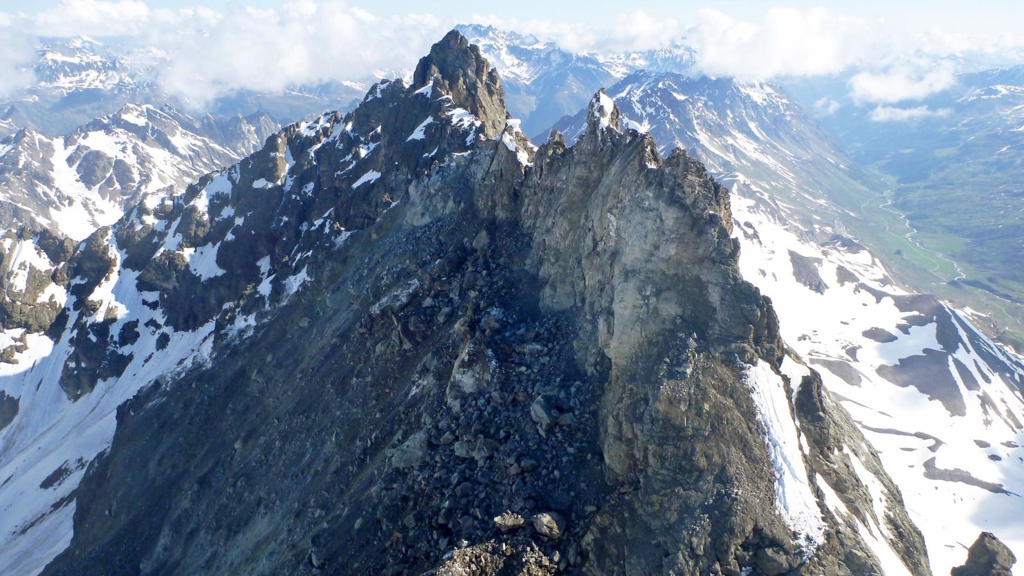 Fluchthorn Mountain, Austria, after the rockfall which took place on Sunday, June 11.