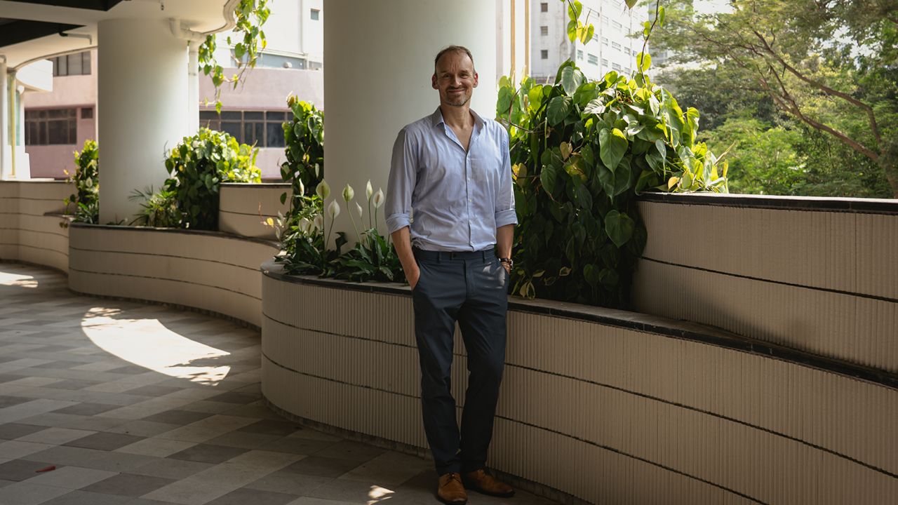 Architect Ulrich Kirchhoff at Shan Sum, a private columbarium tower in the Kwai Chung district of Hong Kong on June 2.