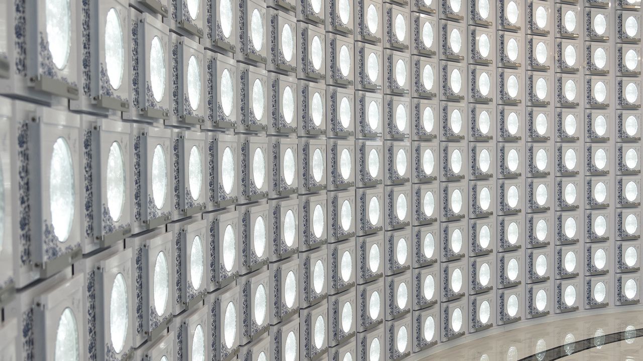 Niche compartments to store urns at Shan Sum, a private columbarium tower in the Kwai Chung district of Hong Kong on June 2.