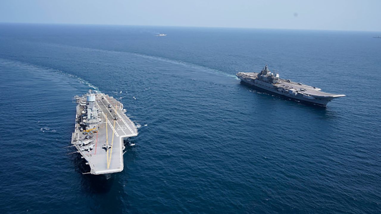 India demonstrates naval strength with dual aircraft carrier exercise | CNN