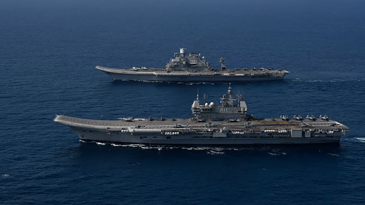 Combined operations of INS Vikramaditya and INS Vikrant.