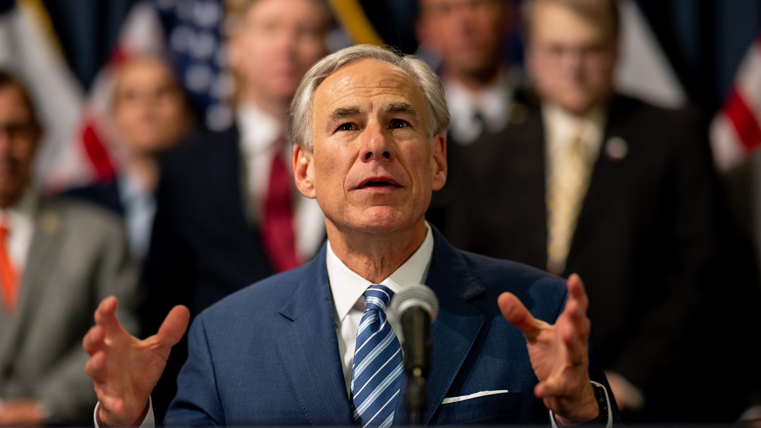 Texas Gov. Greg Abbott speaks during a news conference at the Texas State Capitol on June 8, 2023 in Austin.