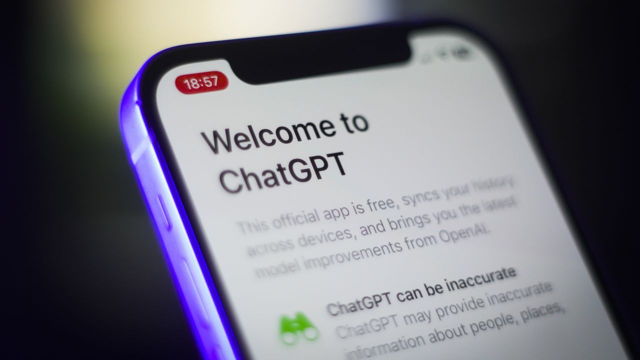 The ChatGPT app is seen running on an iPhone in this photo illustration