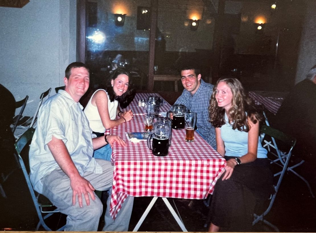 From left to right: John, Kim, Tom and Amanda at the Hofbrauhaus Munchen on the first night they met.