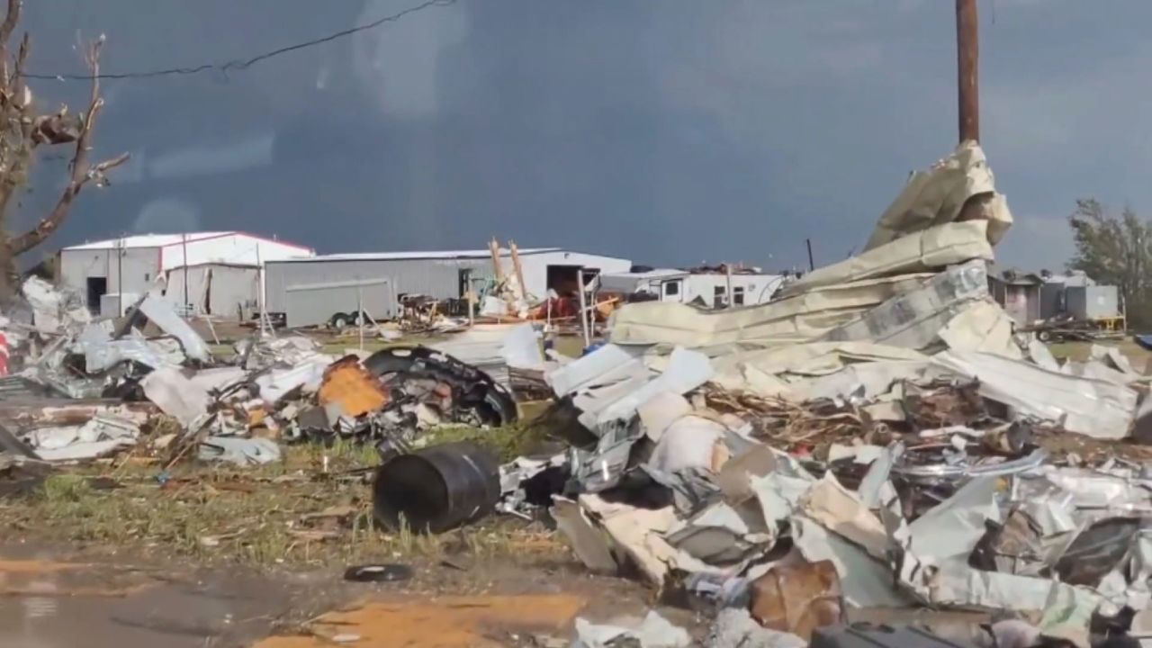 Tornado damage in Perryton, Texas, on Thursday, June 15, 2023. 