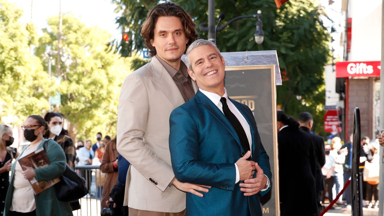 John Mayer and Andy Cohen attend Cohen's Hollywood Walk of Fame ceremony in 2022. 