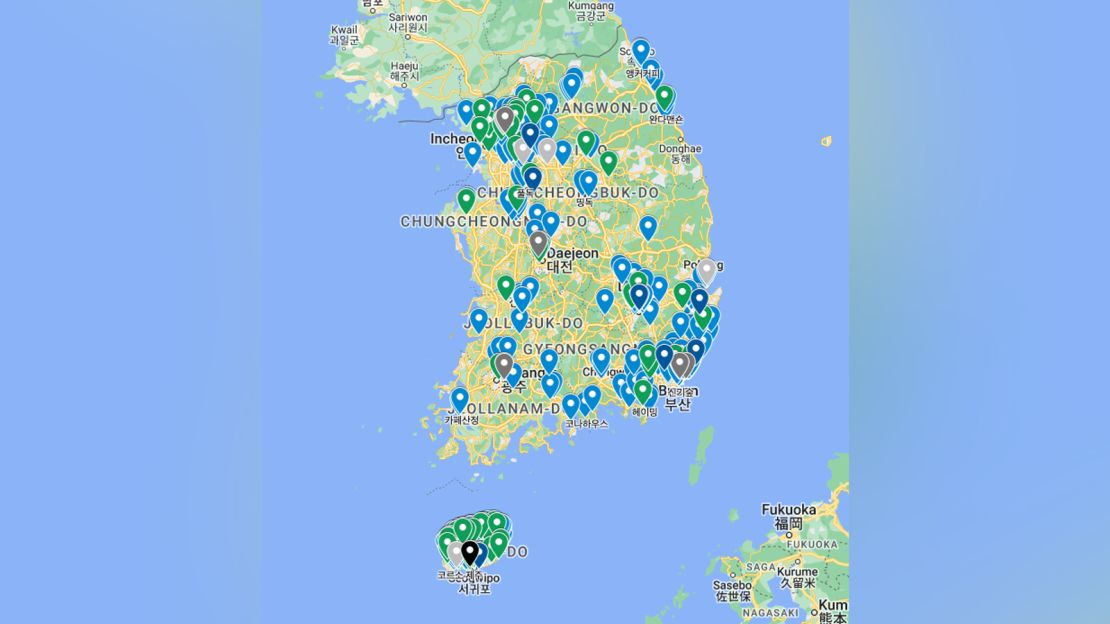 A widely circulated crowd-sourced Google Map shows the location of many of South Korea's no-kids zones, as identified by users.