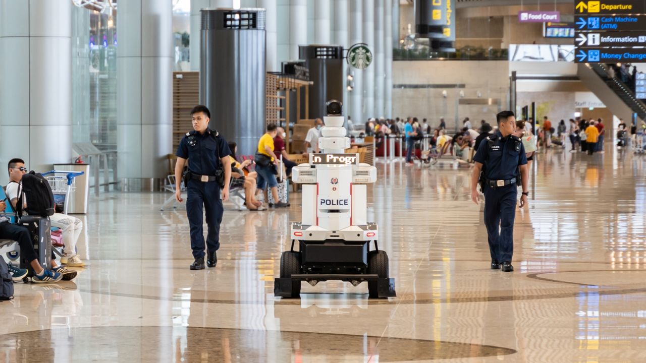 The robots patrol alongside Singapore Police Force frontline officers and serve as additional eyes on the ground.