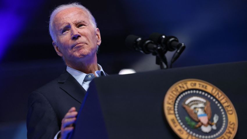 US President Joe Biden delivers remarks during a political rally hosted by union members, at the Pennsylvania Convention Center in Philadelphia, Pennsylvania, on June 17, 2023. (Photo by JULIA NIKHINSON / AFP) (Photo by JULIA NIKHINSON/AFP via Getty Images)