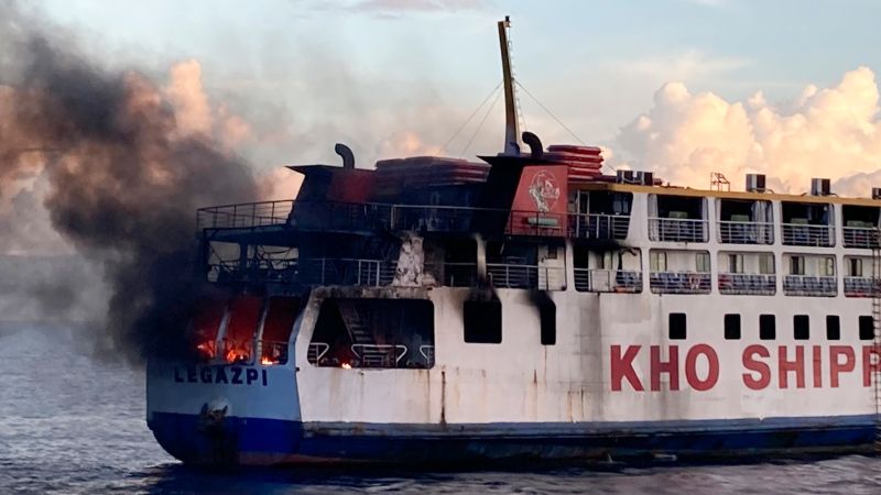 Ship carrying 120 catches fireplace off Philippines