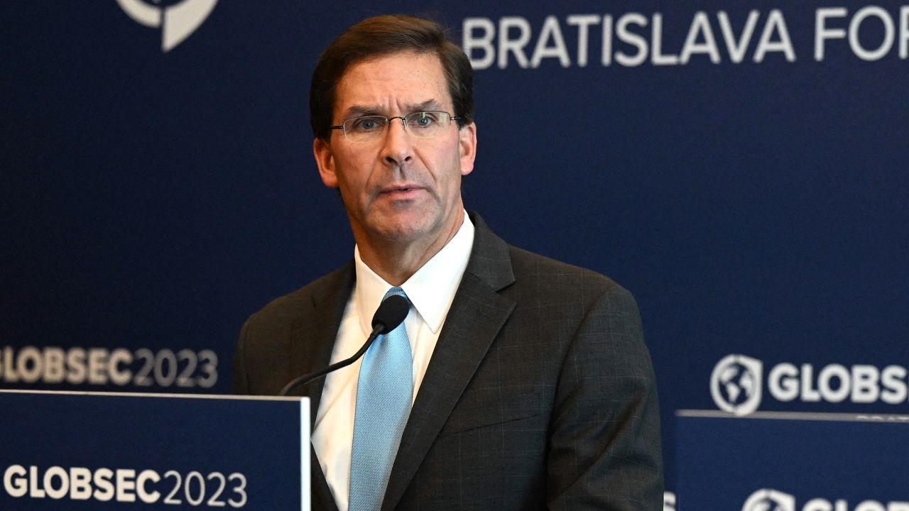 Former US secretary of defence Mark T Esper attends GLOBSEC's 2023 Bratislava Forum in Bratislava on May 29, 2023. The forum takes place until May 31. 