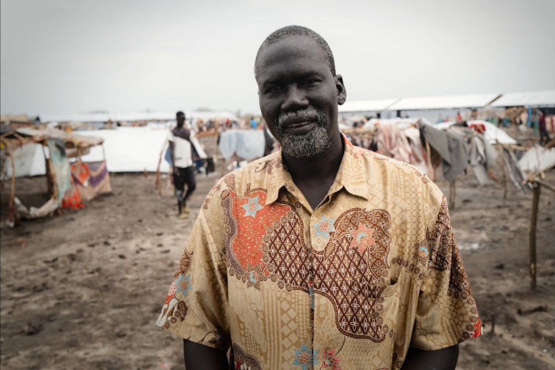 Kueaa Darhok fled Khartoum with his family when fighting broke out and is now a community leader at the Renk transit camp near the South Sudan border.